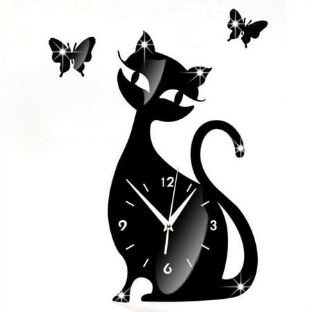 

Dtydtpe Cute Cat Mirror Black Wall Clock Modern Design Home Decor Watch Wall Sticker Toothbrush Timer Cup for Kids Workout Stopwatch Timer Defrost Timer 297318010 Kitchen Timer Analog Stopw