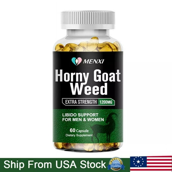 MENXI Horny Goat Weed with Maca Root Capsule 1200mg Supports Desire Stamina & Strength 60 Capsules