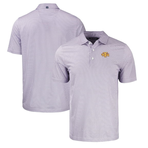 Men's Cutter & Buck Purple/White Tennessee Tech Golden Eagles Pike Eco Symmetry Print Stretch Recycled Polo