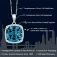 thumbnail image 2 of Gem Stone King 10K White Gold London Blue Topaz & White Created Sapphire Pendant Necklace for Women (8.54 Cttw, Gemstone Birthstone, Cushion Cut 12MM, with 18 inch Chain), 2 of 5