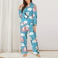 thumbnail image 3 of Kll Panda Flying In The Sky Print Women'S Long Sleeve Pajamas With Pants Sleepwear Loungewear 2 Set-Small, 3 of 9