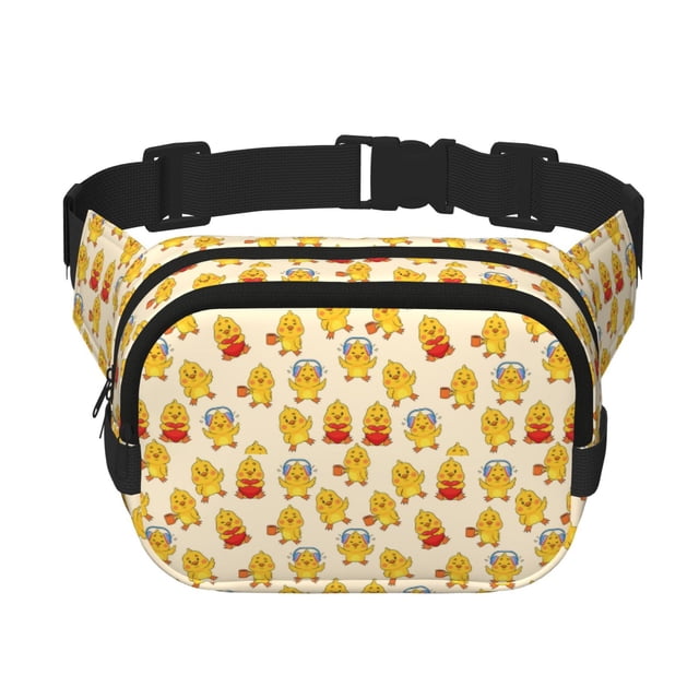 Disketp Cute Chicken Riñonera de Doble Capa, Bolsa de Cintura Ajustable para Viajes, Correr y Senderismo, Riñonera Ligera para Hombre y Mujer