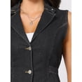 thumbnail image 5 of DARING DIVA Women's Button Down V Neck Elastic Waist Sleeveless Waistcoat S Black, 5 of 7