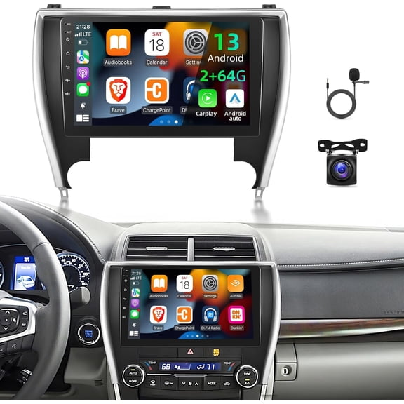 Android 13 Car Stereo for Toyota Camry 2015-2017, 10Inch Touchscreen, Built-in Wireless CarPlay & Android Auto, GPS, 2GB 32GB, 4-LED Backup Camera