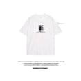 thumbnail image 4 of Camiseta de algodón para hombre, talla regular, 100 % tejido de punto grueso, cuello redondo, manga corta, estilo hip hop, corte holgado para todas las estaciones, estampado en caliente, largo regular, 4 of 6