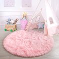 thumbnail image 5 of 4*4 ft Fluffy Rug Carpets,Topboutique Pink Round Rug,Plush Shaggy Area Rug for Living Room,Comfy Nursery Rug for Kids Bedroom,Bedside Rug for Boys Girls Room Home Decor Mats, 5 of 8