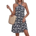 thumbnail image 4 of PRETTYGARDEN Womens Summer Halter Mini Dress Sleeveless Boho Floral Short Sundress Casual Flowy Beach Dresses, 4 of 10