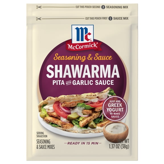 McCormick Shawarma Pita & Garlic Sauce Seasoning & Sauce Duo, 1.37 oz Packet