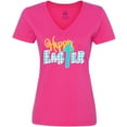 thumbnail image 3 of Inktastic Happy Easter with Cross in Teal Plaid Women's V-Neck T-Shirt, 3 of 5