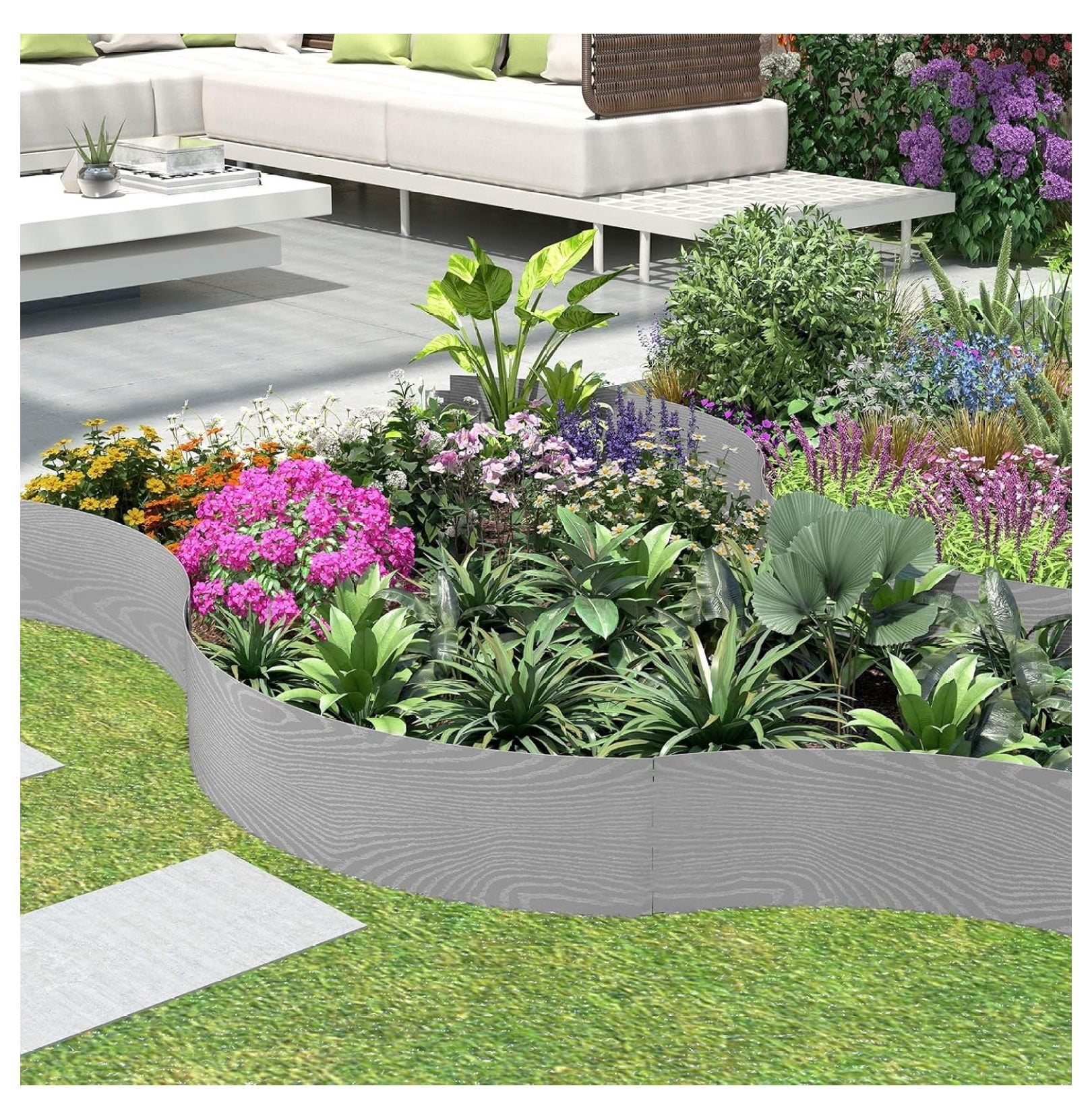 6 Pack Galvanized Steel Landscape Edging, 43.5" Lx8.5 H Heavy-Duty Metal Hammer-in Strips with Gloves, 20FT Garden Edging Border for Lawn Yard Flower Bed Paver Pathway