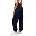 thumbnail image 4 of sdhkgrrt Women Plus Size Jogger Sweatpants Elastic Waist Casual Long Pants with Pockets Solid Active Lounge Travel Trousers Fall Fashion Outfits Winter Clothes, Black 2XL, 4 of 7