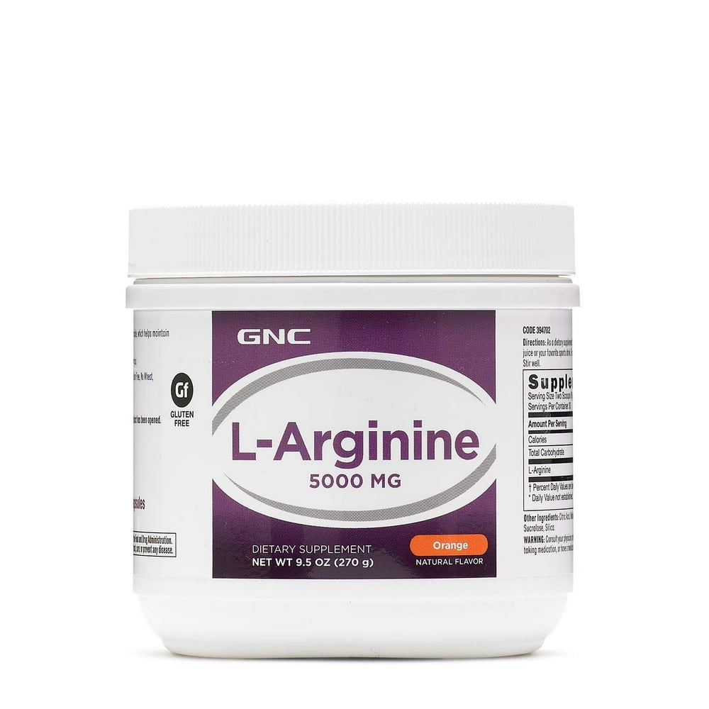 GNC LArginine 5000mg Orange, 30 Servings, Increases Nitric Oxide