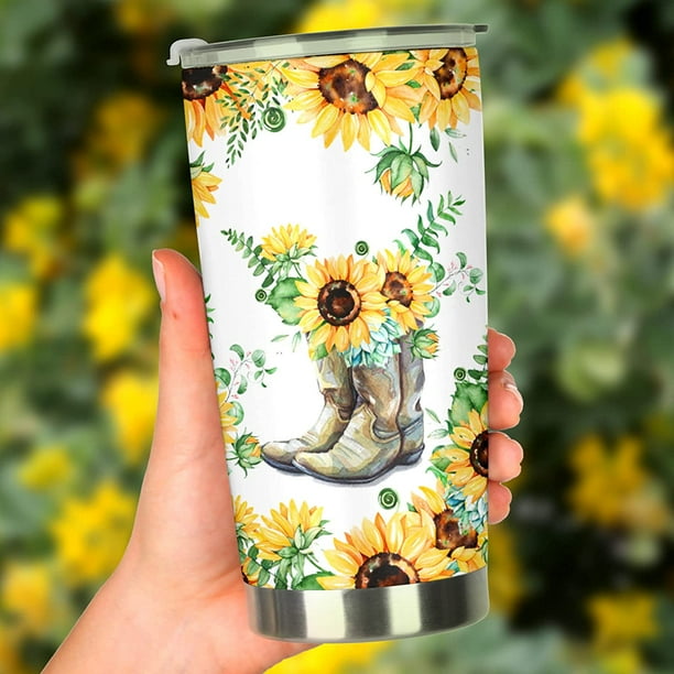 Cowboy Boots Sunflower Tumbler