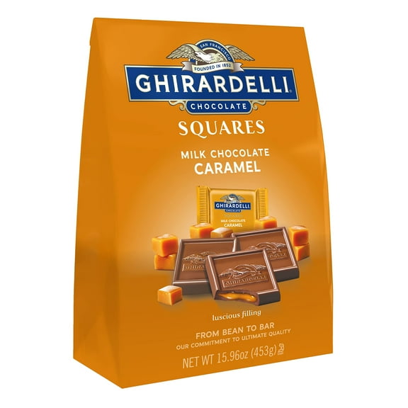 GHIRARDELLI Milk Chocolate Squares SR25 with Caramel Filling, Mother's Day Chocolate, 15.96 OZ Bag