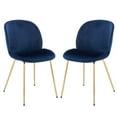 thumbnail image 4 of Upholstered Velvet Chair in Blue with gold legs Set 2, 4 of 6
