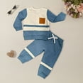thumbnail image 2 of Toddler Baby Boys Girls Outfits Boy Fall/Winter Patchwork Long Sleeve Elastic Waist 0 6 12 18 24 Months 2T 3T 4T Everyday Outfit Set 2Pcs, 2 of 6