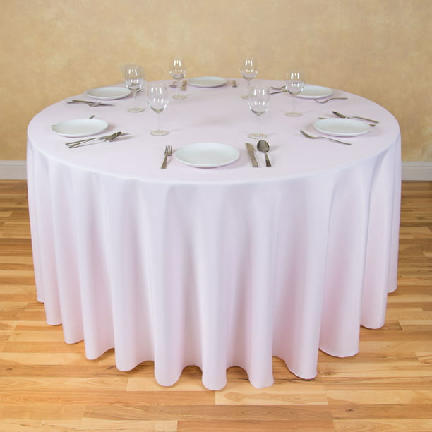 Round Polyester Tablecloth Light Pink, How To Make A Circle Table Skirt In Html