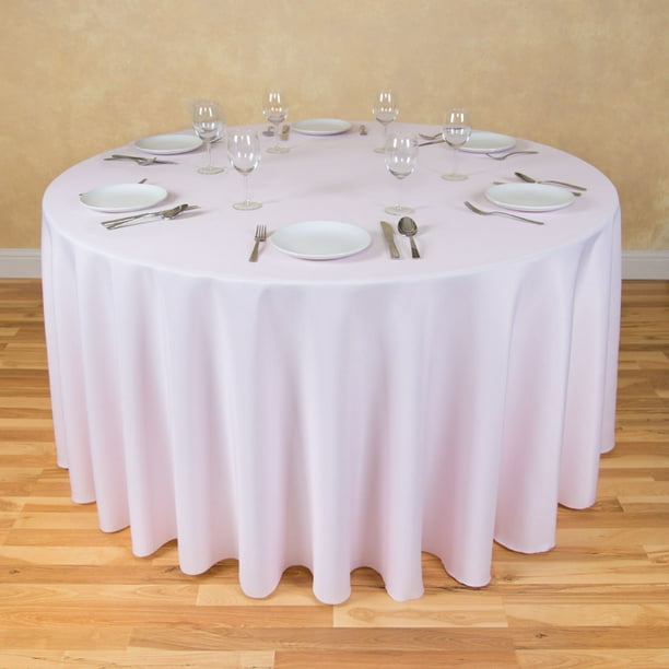 132 In Round Polyester Tablecloth Light Pink Com Round Polyester Tablecloth Light Pink, How To Make A Circle Table Skirt In Html