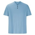 thumbnail image 4 of COSFO Blue T Shirts for Men Casual V-Neck Short Sleeve Solid Tops Pullover Slim Classic Tee, 4 of 5