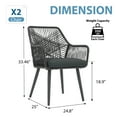 thumbnail image 3 of JOIVI Outdoor Dining Chairs Set of 2, Wicker Patio Chairs with Metal Frame, Rattan Indoor-Outdoor Chairs with Armrest and Seat Cushions, Black, 3 of 8