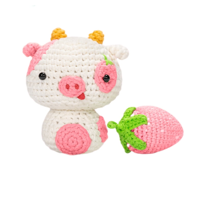 Mewaii Crochet Kits For Beginner Crochet Strawberry Cow Starter