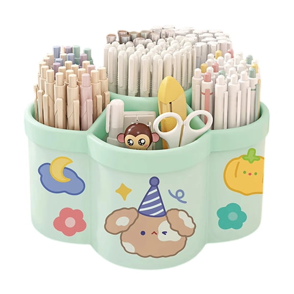 Multifunctional Pen Organizer Creative Rotating Desktop Caddy Large Compartment Storage Box for Markers Brushes and Professional Office Stationery