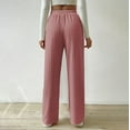 thumbnail image 4 of XFLWAM Women's Pleated Ribbed Sweatpants Drawstring Elastic High Waisted Wide Leg Palazzo Pants Casual Straight Leg Lounge Trousers Hot Pink S, 4 of 8