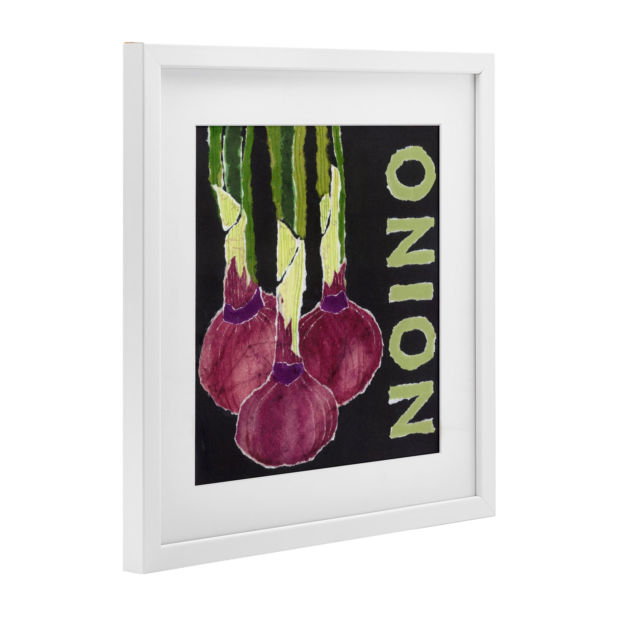 Stupell Industries Collaged Garden Onion White Framed Print Under Glass, design by Nancy Overton