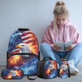 thumbnail image 2 of Jeiento American Flag Eagle Boys Backpack Set of 4 17 Inch School Bookbag Purse with Reusable Lunch Tote Bag Pencil Case Water Bottle Holder for Kids Elementary Middle Schoolbags, 2 of 7
