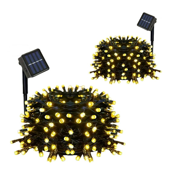 BN-LINK 2 Packs Solar String Christmas Lights, 39FT 100 LED Solar String Lights with 8 Lighting Modes, Outdoor Waterproof Christmas Lights for Xmas Tree, Party, Garden(Warm White)