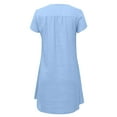 thumbnail image 6 of Feancey Linen Mini Dresses for Women 2025 Summer Short Sleeve V Neck T Shirt Dress Loose Fit Casual Floral Print Beach Dresses Blue XXL, 6 of 6