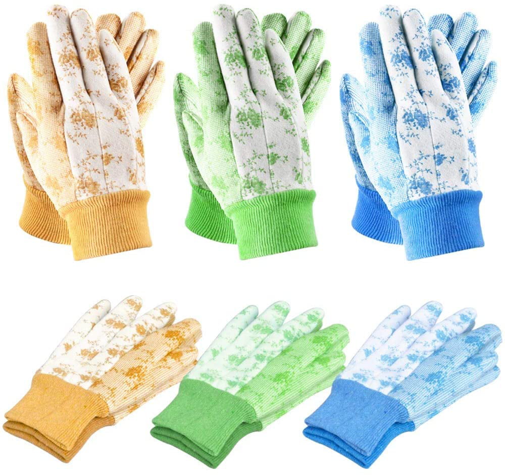 Work Glove Gardening 6 Pairs Nylon Spandex Nitrile 3/4 Dipped Dots Safety Glove 