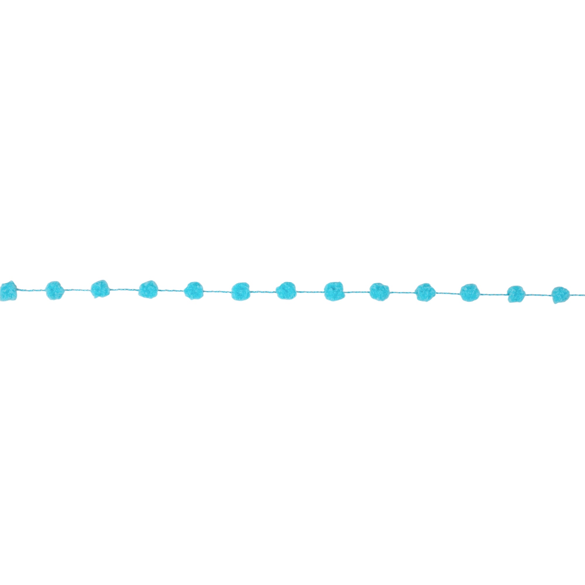LaRibbons 8mm Wired Pom Pom, Blue, 25 Yard Roll