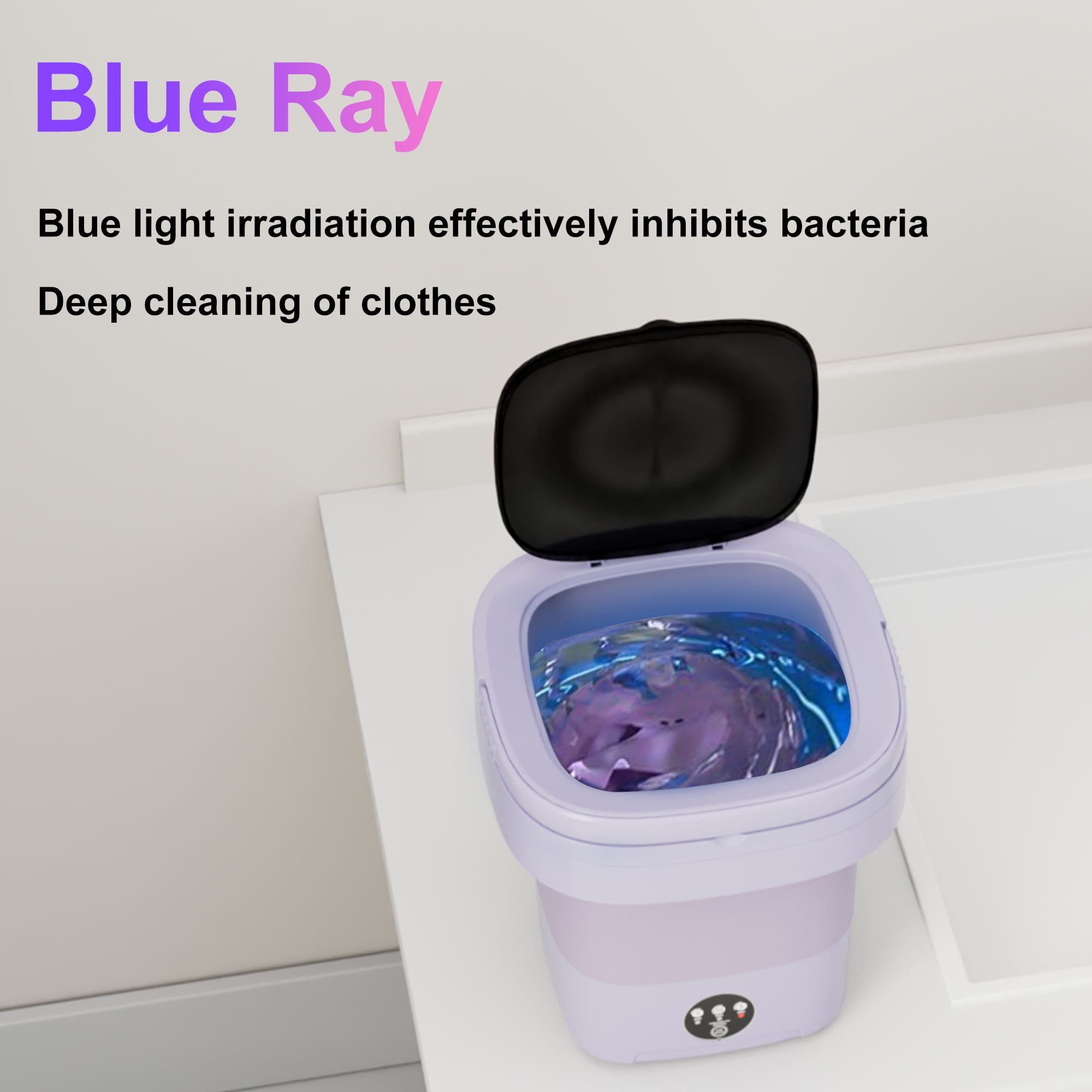 12L Portable Washing Machine, Mini Foldable Washer for Apartment, RV, Travel, Purple