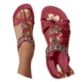 thumbnail image 3 of EliteGoogv Womens Flat Sandals Bohemian Hollow Out Rhinestone Flower Arch Support Toe Post Sandals For Women Summer Beach Shoes Womens Sandals RD2 US :10.5, 3 of 9