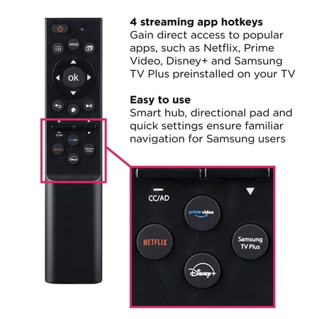 GE Replacement Remote 81688 for Samsung Smart TVs - Easy Setup