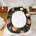 thumbnail image 4 of Manfei Spooky Pumpkin Lantern Fitted Sheet Full,Flying Bat Print Halloween Bed Set,3-Piece,1 Fitted Sheet and 2 Pillowcases, 4 of 6
