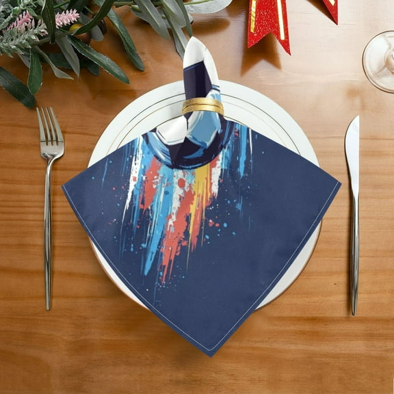 1 Pack 20'' x20" Satin Table Napkins Dinner Napkins for wedding Party Decoration events Soccer Ball in Space