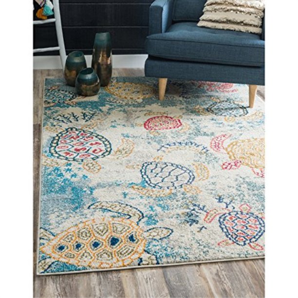 Underwater Sea Turtles Design Area Rug, Featuring Nautical Animals