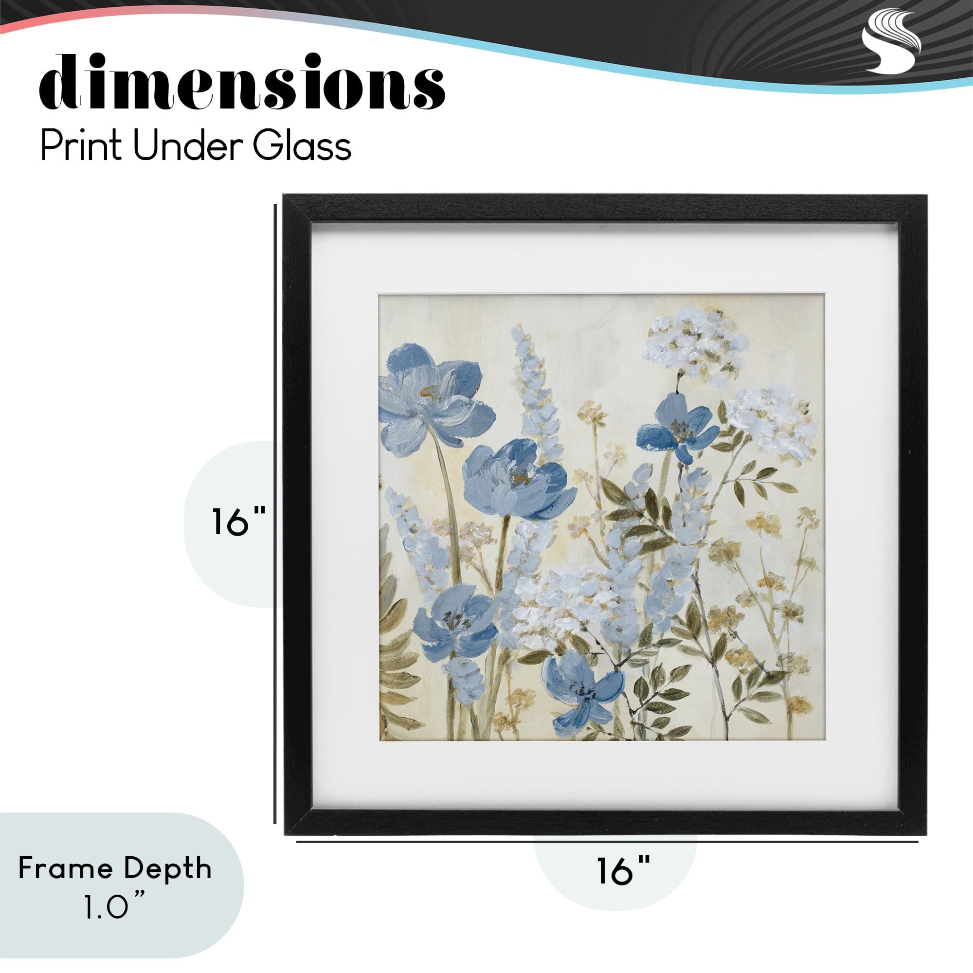 Stupell Industries Peace In The Blue Garden Black Framed Print Under Glass, design by Lanie Loreth