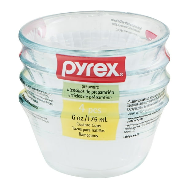 Pyrex Prepware 6 Ounce Glass Dessert Ramekin Set, 4 Piece
