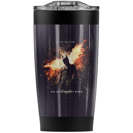 

Batman Dark Knight Rises/Fire Will Rise Stainless Steel Tumbler 20 oz Coffee Travel Mug/Cup Vacuum Insulated & Double Wall with Leakproof Sliding Lid | Great for Hot Drinks and Cold Beverages