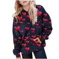 thumbnail image 1 of Hombro Frío Tops Niñas Día de San Valentín Impreso Manga Larga Sudadera con Capucha con Insertos de Hombro, Manga Larga Top, 1 of 6