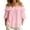 Pink, variant on Off Shoulder Double Ruffle Tops for Women Flare Short Sleeve Flowey Loose Blouse Casual Daily Top