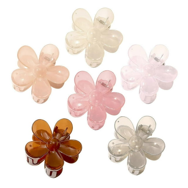 TODEROY 6 pinzas grandes para el pelo, pinzas para el pelo con flores mate, pasadores antideslizantes, pinzas de plástico para el pelo fino y grueso, accesorios acrílicos para el pelo