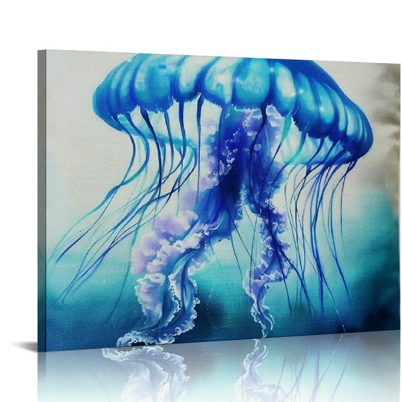 FCXZI Jellyfish Wall Decor Canvas Art Modern Prints Ready To Hang Home Room Decor 16x12in
