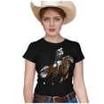 thumbnail image 1 of Playera PREMIUM Mujer Marëvnyk moda Camiseta Dama Caballo Rejoneador Vaquera 2 colores, 1 of 4