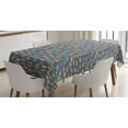thumbnail image 1 of Fish Tablecloth, Cartoon Animals of the Ocean Pattern with Colorful Stripes and Heart Motifs Marine, Rectangular Table Cover for Dining Room Kitchen, 60 X 90 Inches, Multicolor, by Ambesonne, 1 of 3