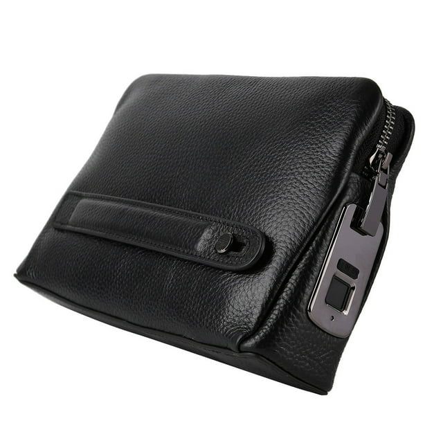Cartera Inteligente Con Huellas Dactilares, Cremallera Antirrobo de Cuero, Bolso de Negocios Grande, Monedero, Monedero, Estuche para Tarjeteros, Cartera de Cuero para Hombres,