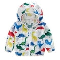 thumbnail image 2 of Xfvqtps Kids Children Light Jacket Sun Protection Hoodie Zip up Long Sleeve Dinosaur Print Lightweight Foldable Compressible Summer Thin Tops for Camping Hiking Cycling Running 1-8Y Red, 2 of 5